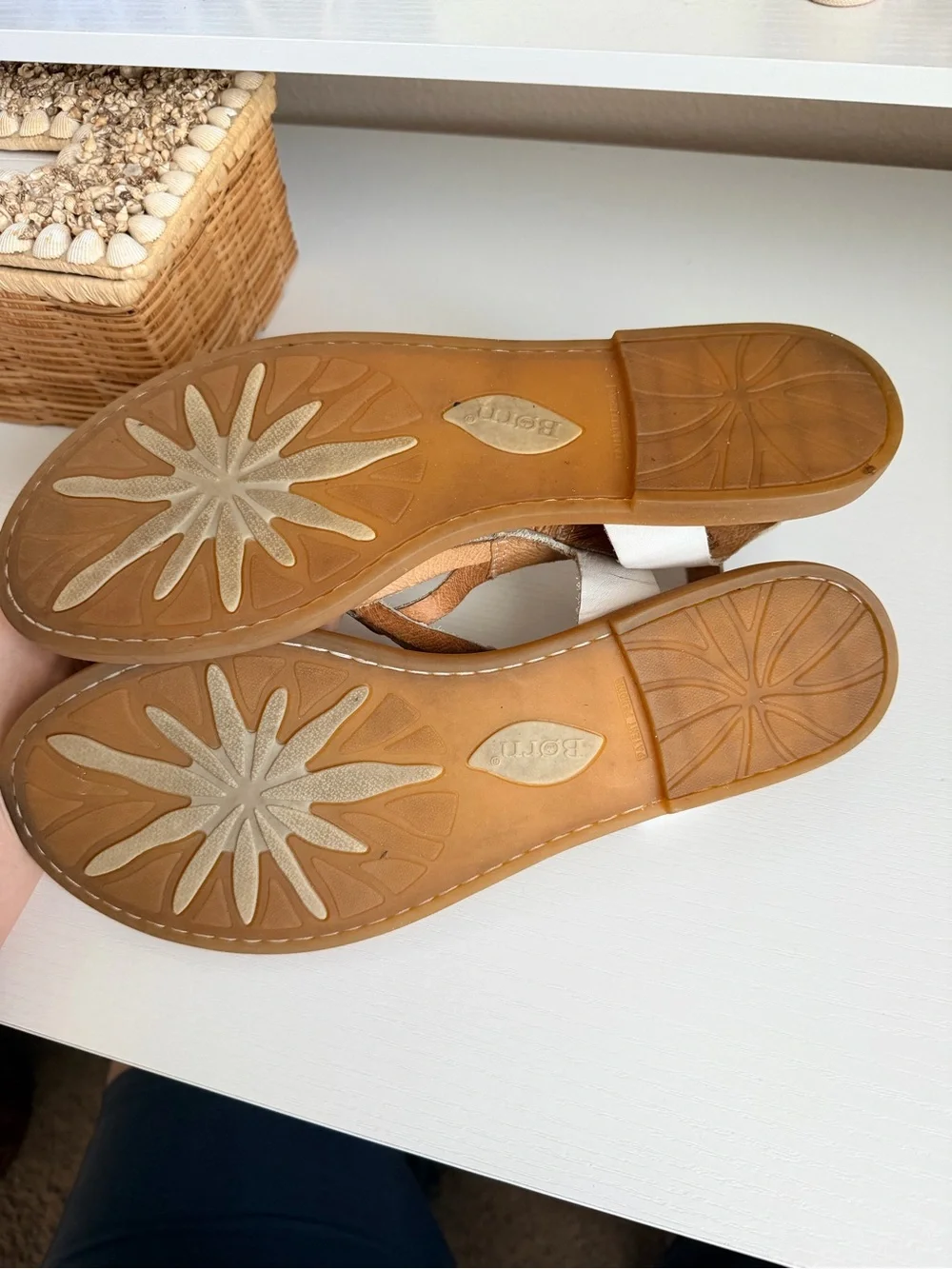 Born Lake Sandal White Straps Size 11
